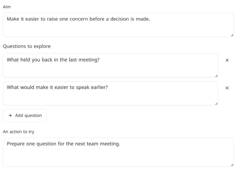 Coaching: Example session question